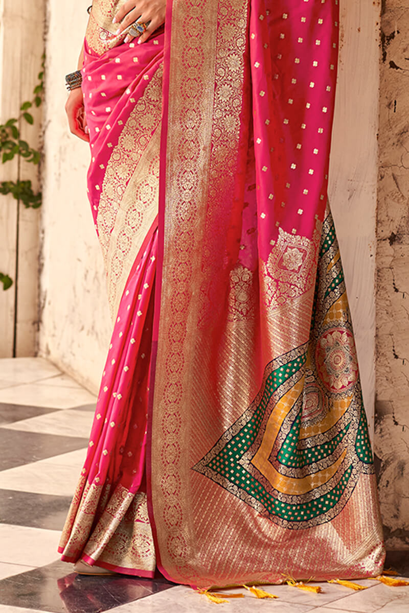 Hibiscus Pink Soft Banarasi silk saree