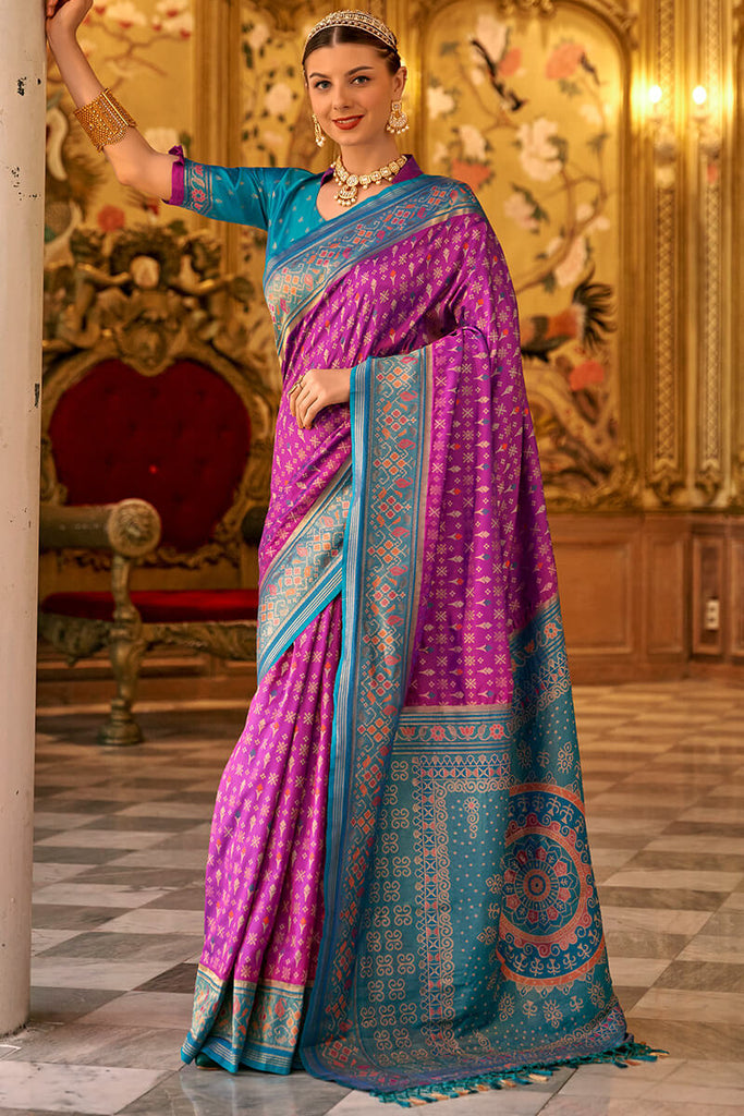 Hibiscus Purple Zari Woven Soft Banarasi Silk Saree