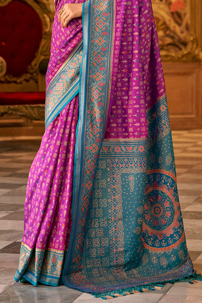 Hibiscus Purple Zari Woven Soft Banarasi Silk Saree