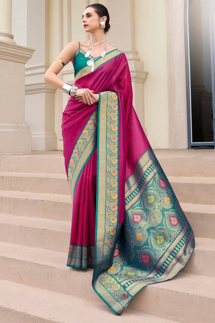 Imperial Wine Soft Banarasi Silk Saree