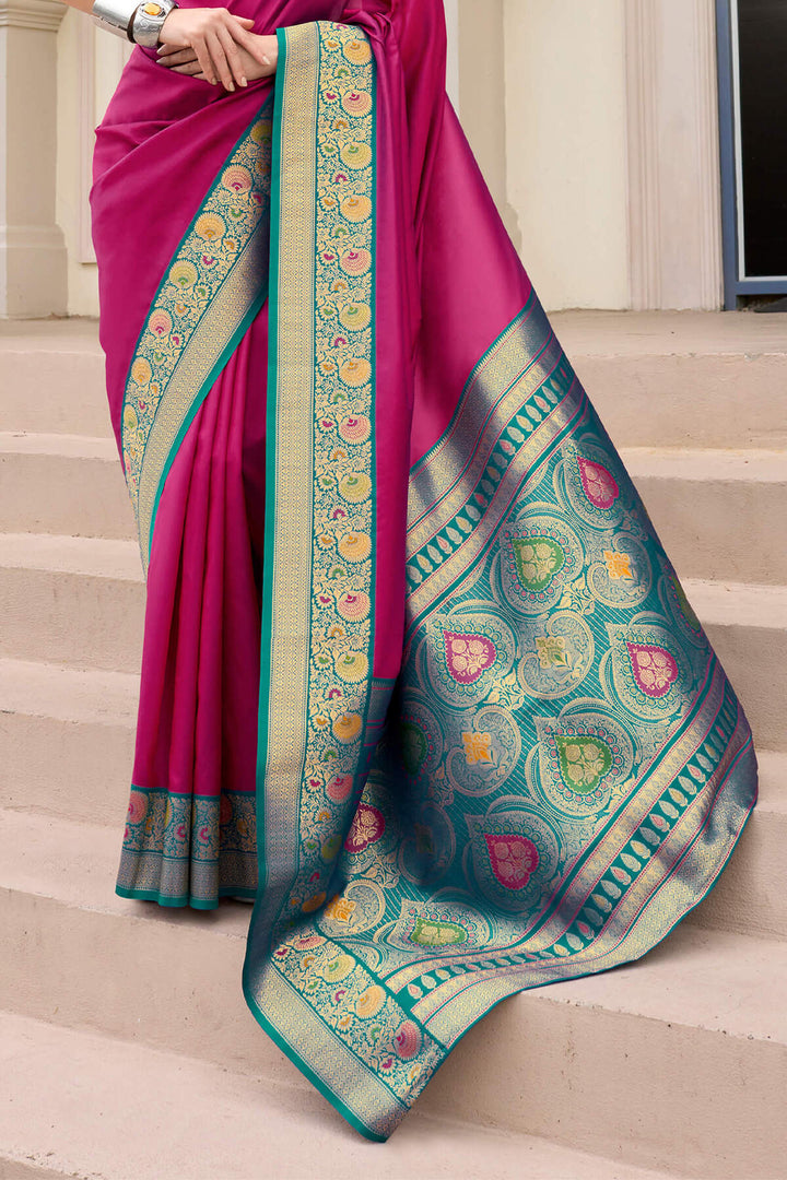 Imperial Wine Soft Banarasi Silk Saree