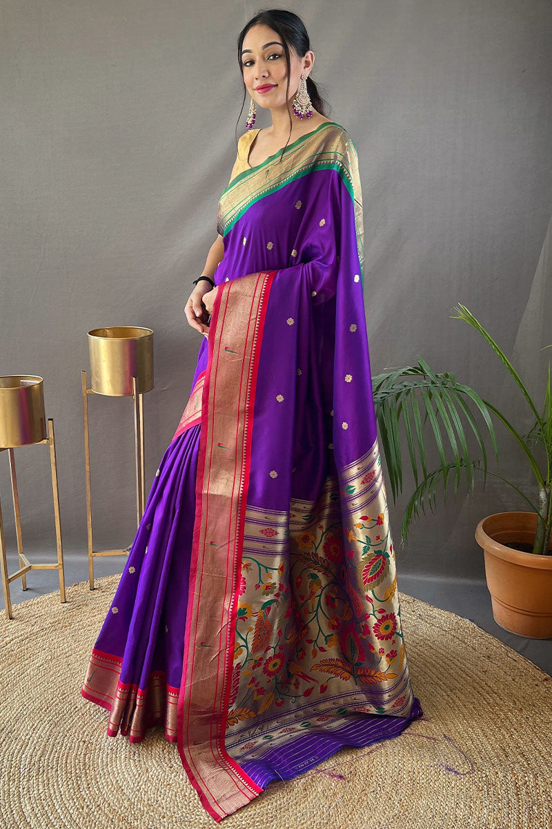 Iris Purple Paithani Silk Saree