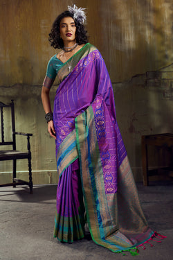 Iris Purple Soft Pochampally Silk Saree