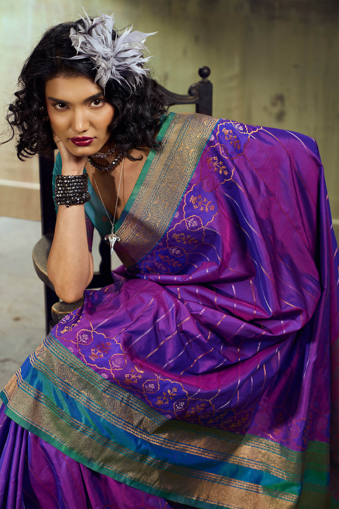 Iris Purple Soft Pochampally Silk Saree