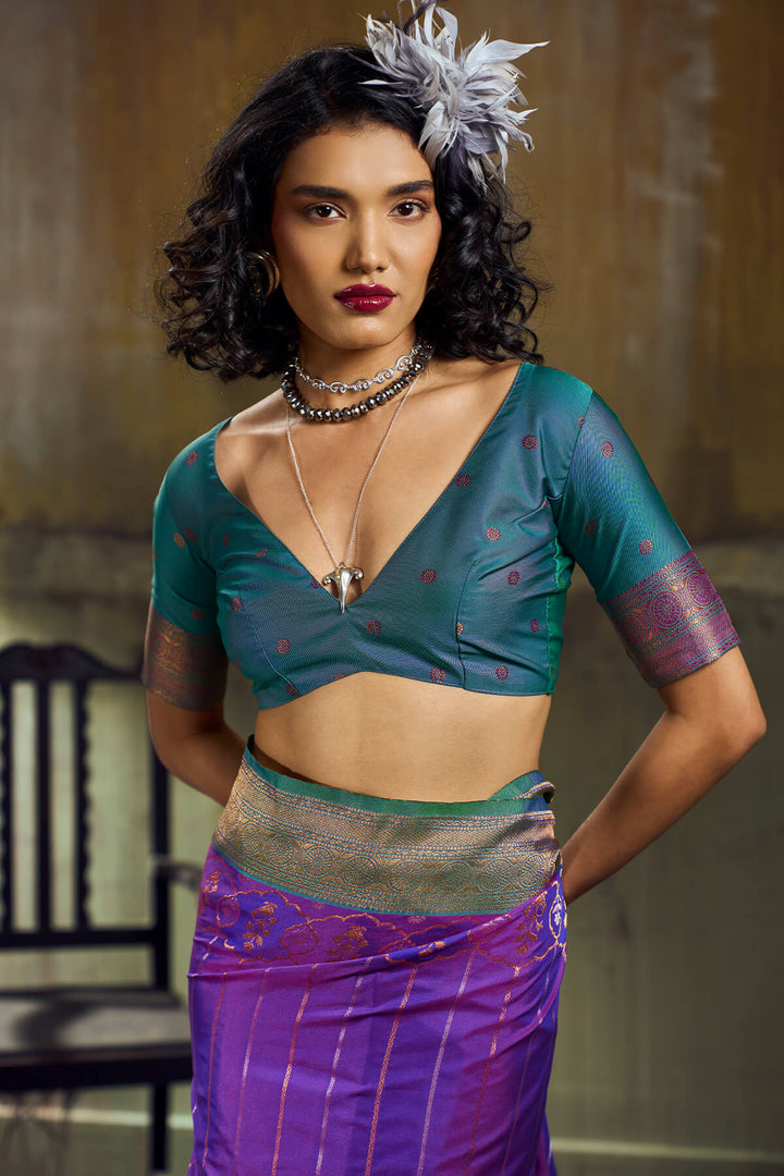 Iris Purple Soft Pochampally Silk Saree