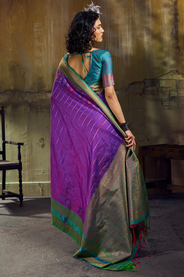 Iris Purple Soft Pochampally Silk Saree
