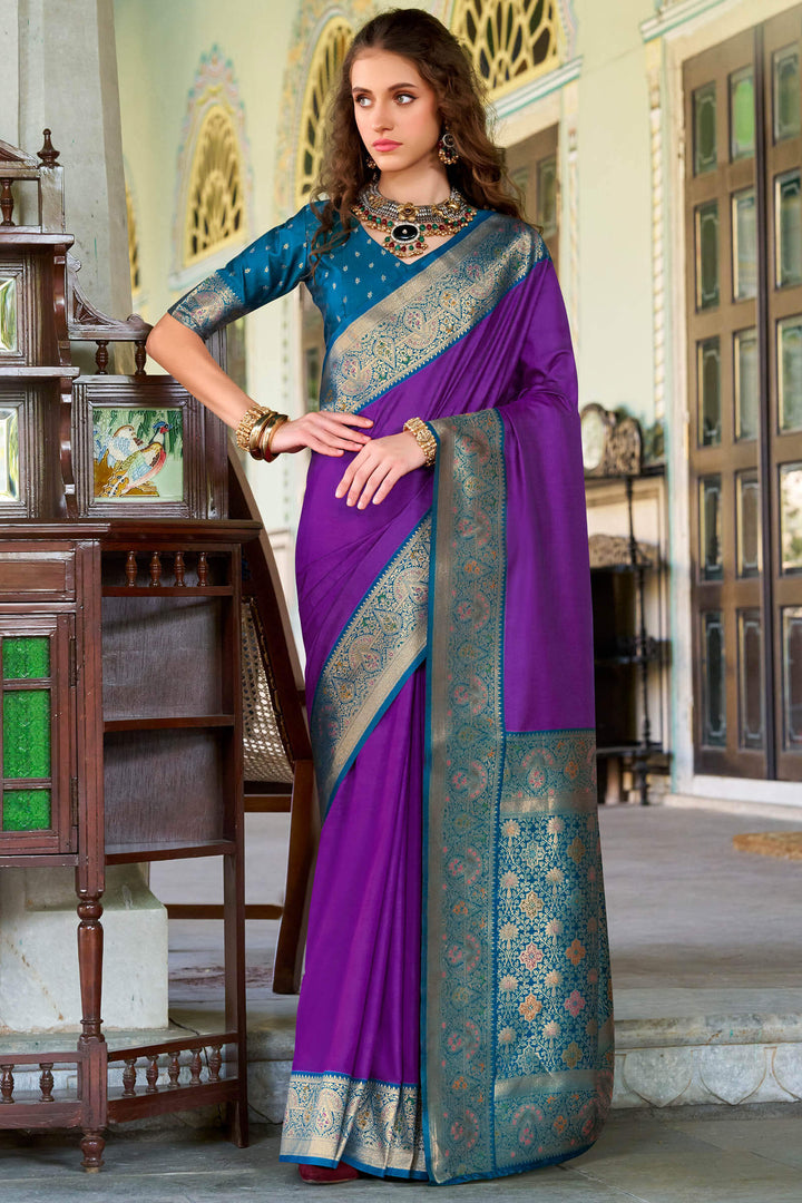 Iris Purple Soft Silk Saree
