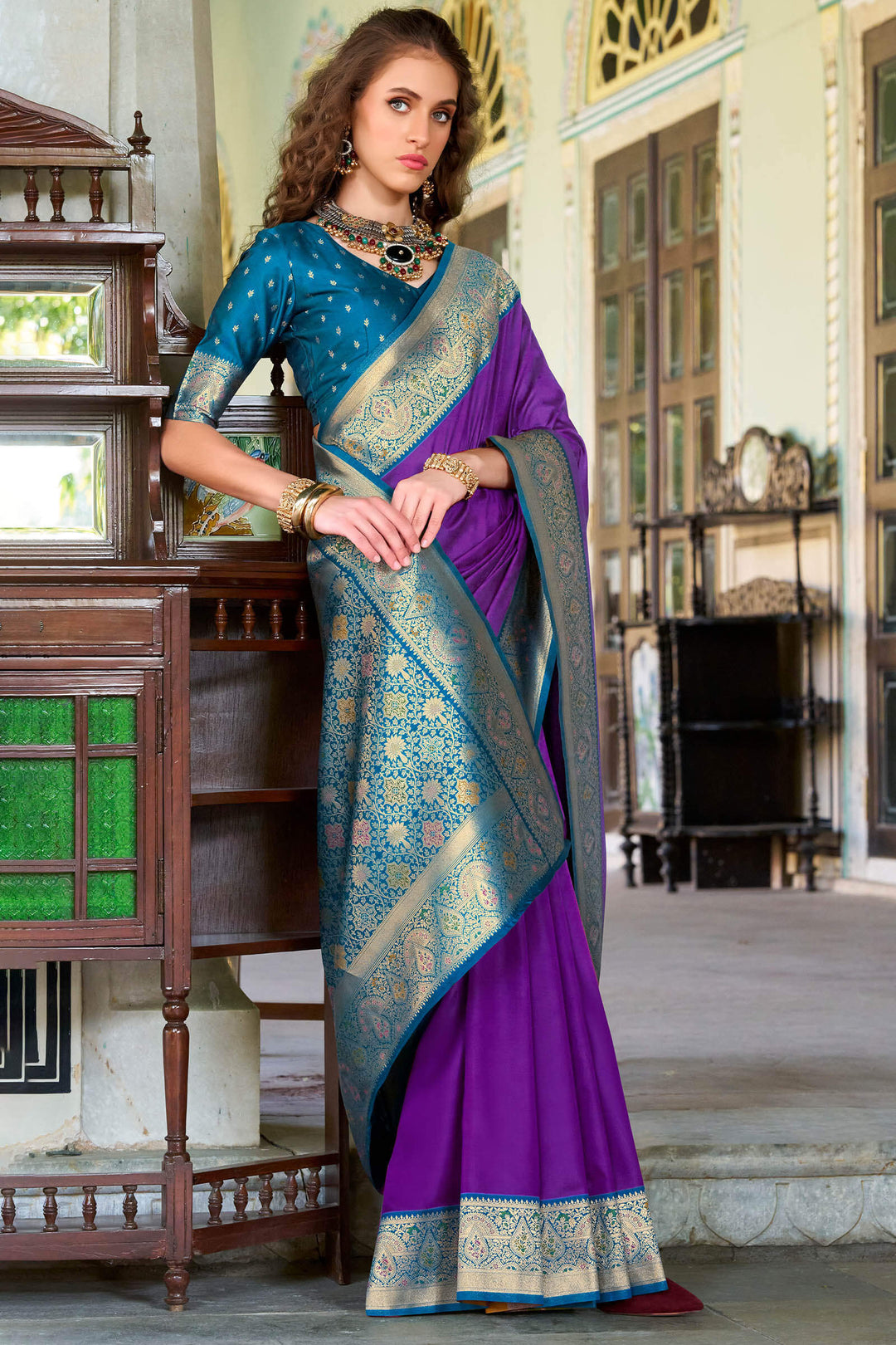 Iris Purple Soft Silk Saree