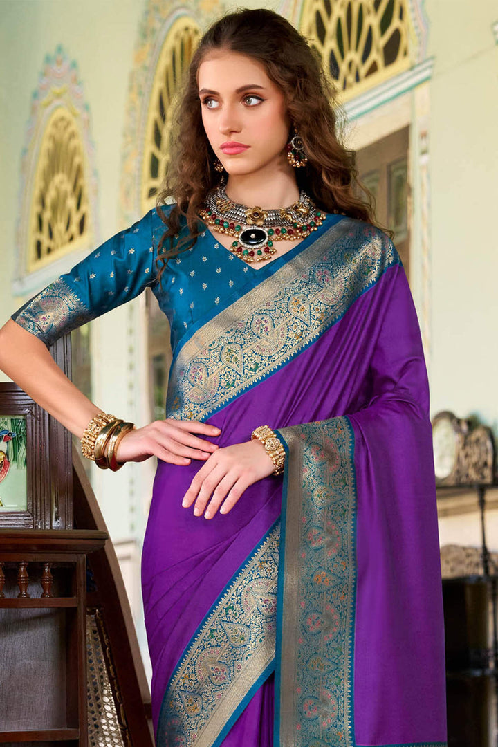 Iris Purple Soft Silk Saree