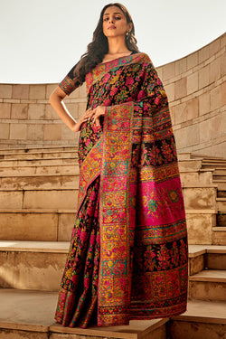 Jaguar Black Kashmiri Modal Silk Saree