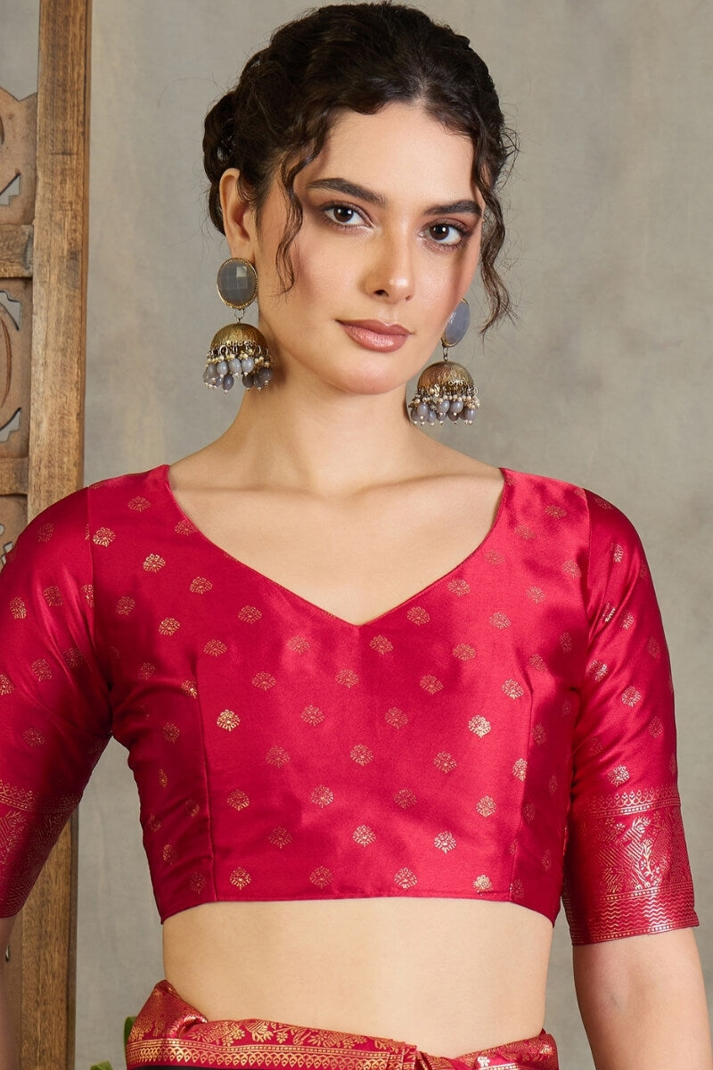 Jaguar Black Printed Satin Silk Saree with Zari woven Border and Pallu