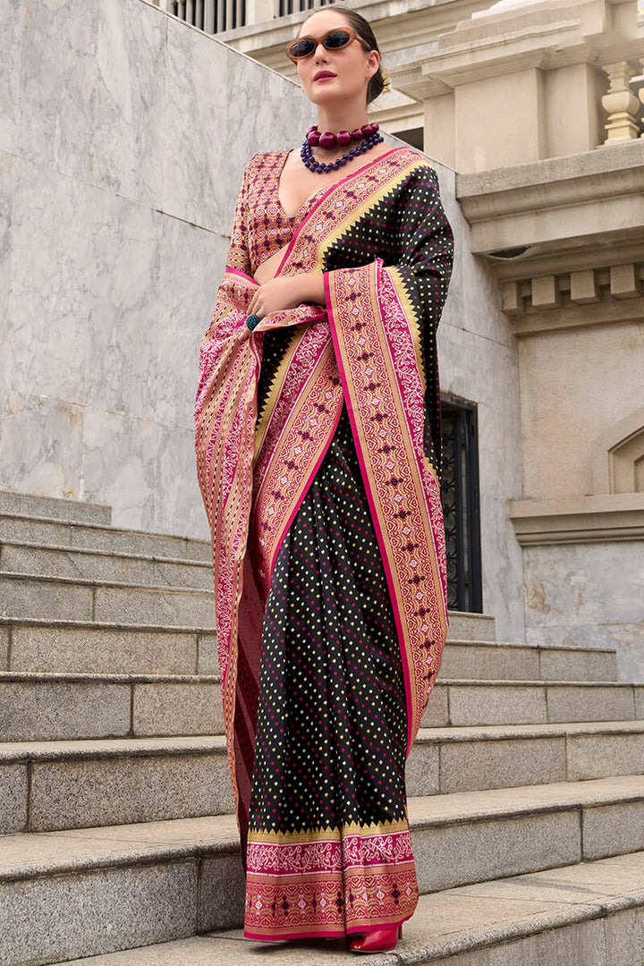 Jaguar Black Soft Silk Saree