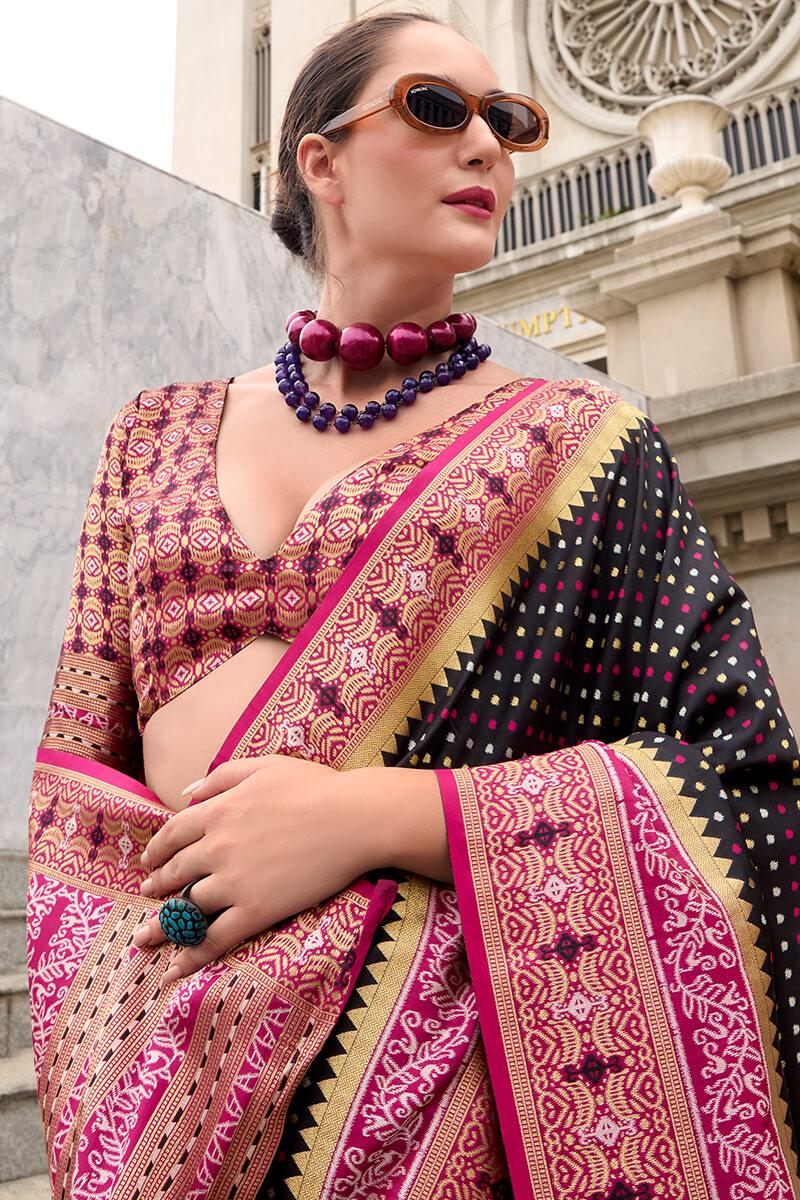 Jaguar Black Soft Silk Saree
