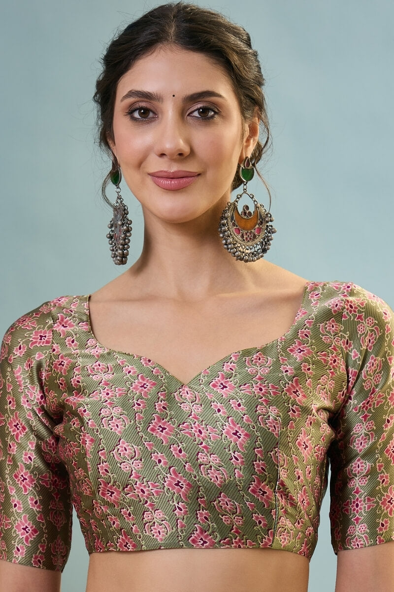 Jam Purple Ajrakh Printed Satin Silk Saree