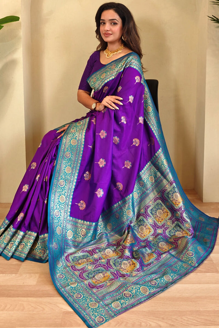 Jam Purple Banarasi Silk saree