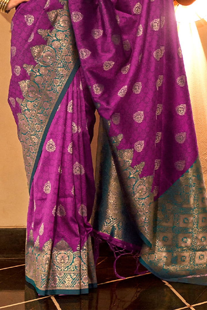 Jazzberry Purple Zari Woven Handloom Silk Saree