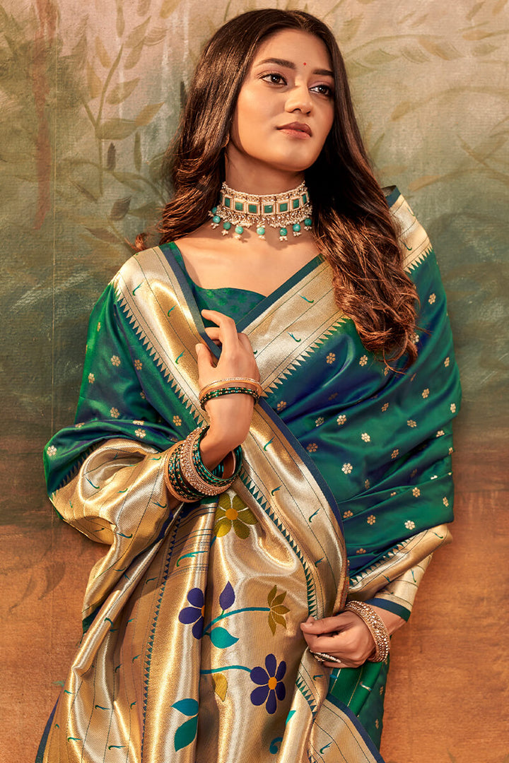 Jewel Green Paithani Silk Saree