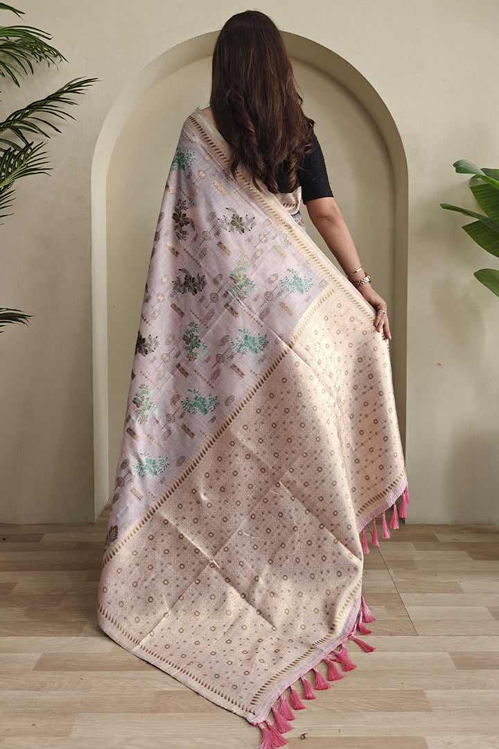 Languid Lavender Jamdani Woven Cotton Silk Saree