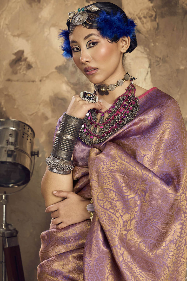 Languid Lavender Kanjivaram Silk Saree
