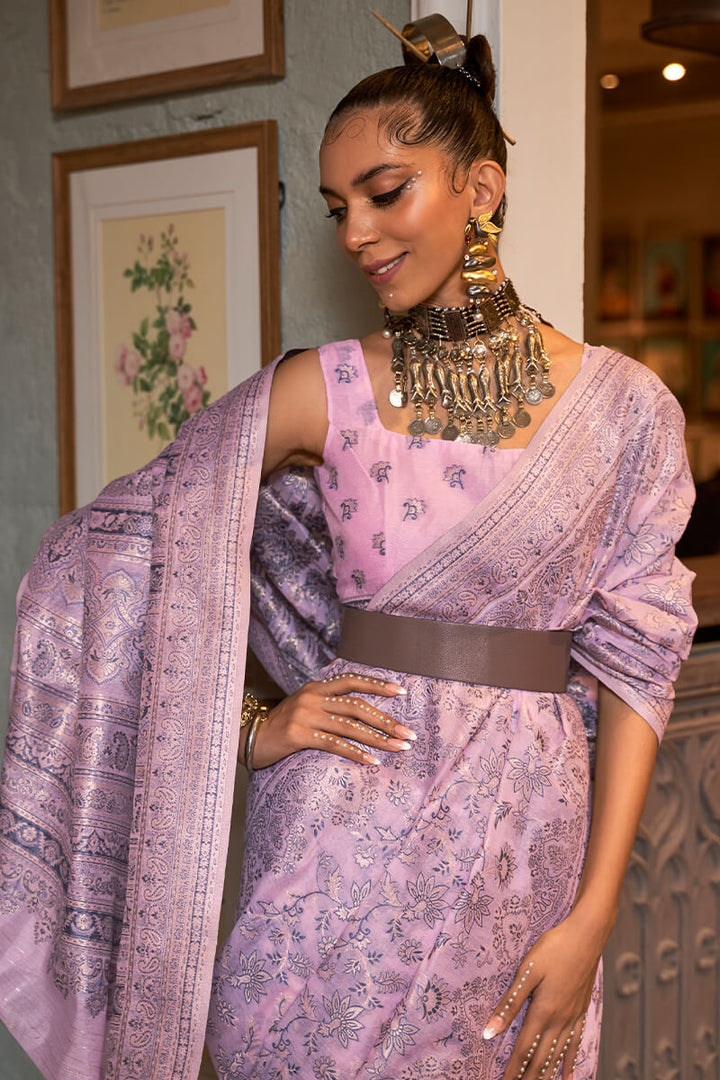 Languid Lavender Kashmiri Modal Silk Saree