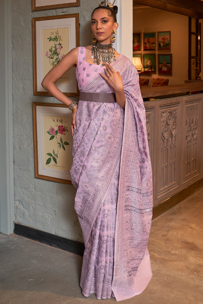 Languid Lavender Kashmiri Modal Silk Saree