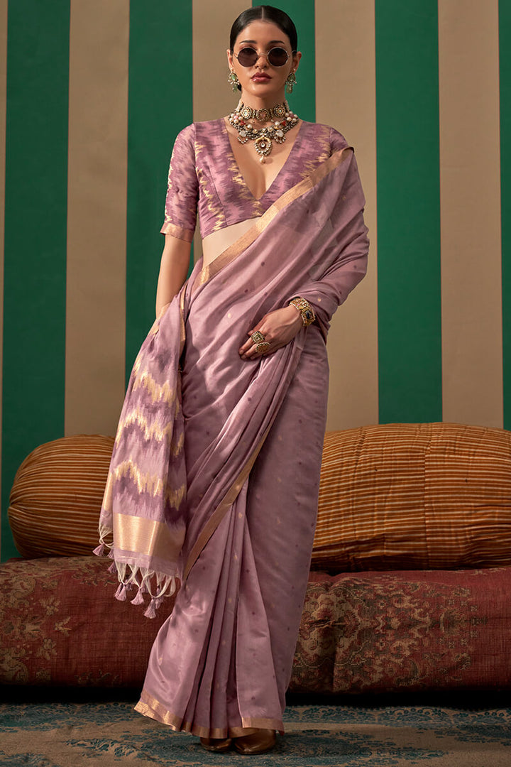 Languid Lavender Woven Cotton Silk Saree