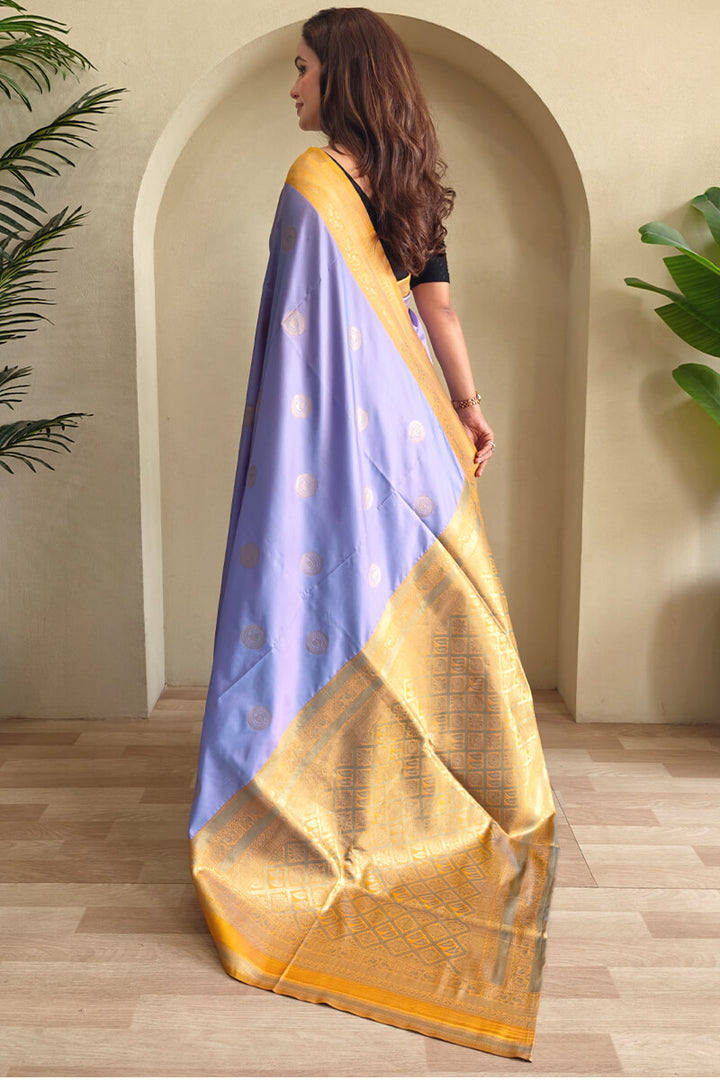 Languid Lavender Zari Woven Soft Banarasi Silk Saree