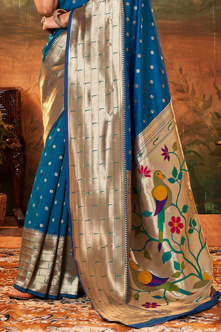 Lapis Blue Paithani Silk Saree