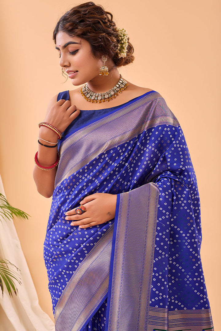 Lapis Blue Zari Woven Paithani Silk Saree