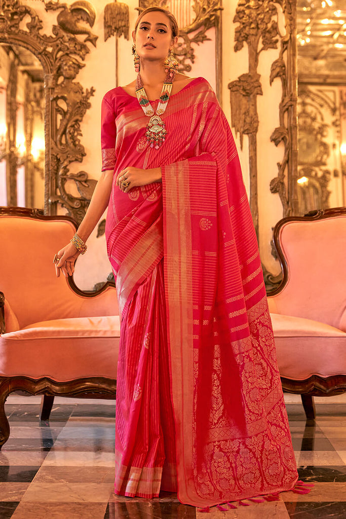 Lemonade Pink Soft Banarasi Silk Saree