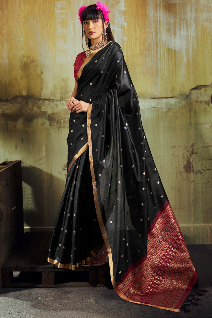 Licorice Black Banarasi Handloom silk saree