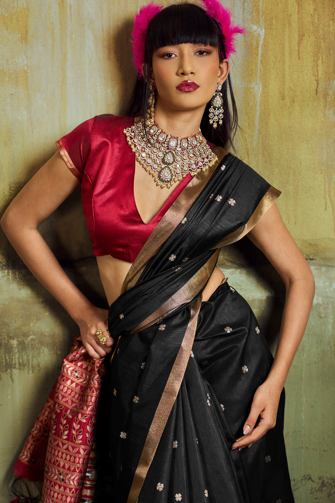 Licorice Black Banarasi Handloom silk saree