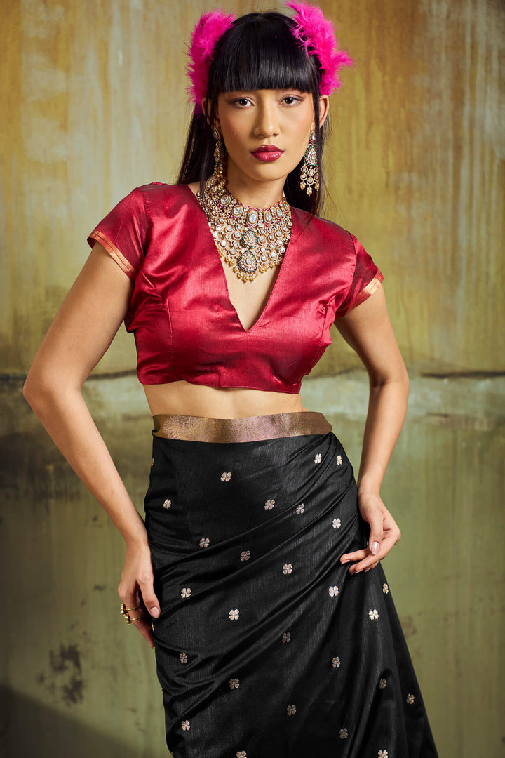 Licorice Black Banarasi Handloom silk saree