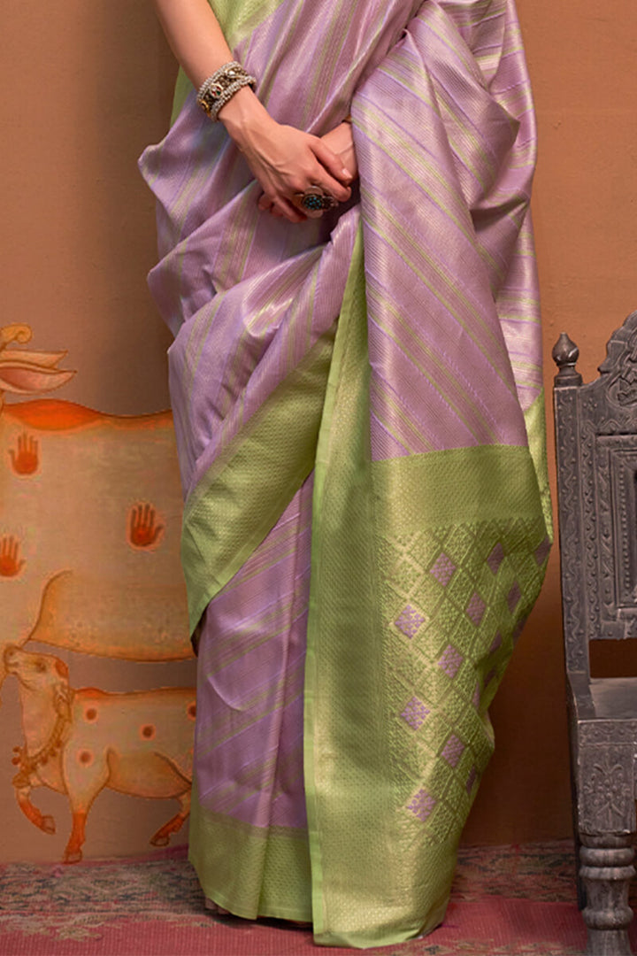 Light Lavender Handloom Banarasi Silk Saree