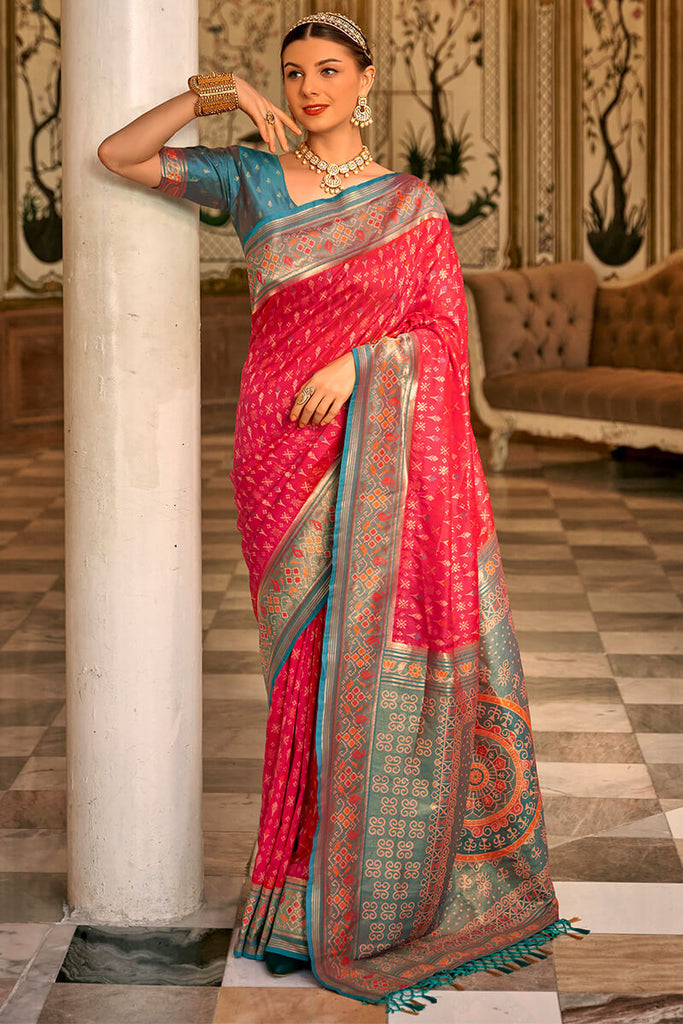 Light Red Zari Woven Soft Banarasi Silk Saree