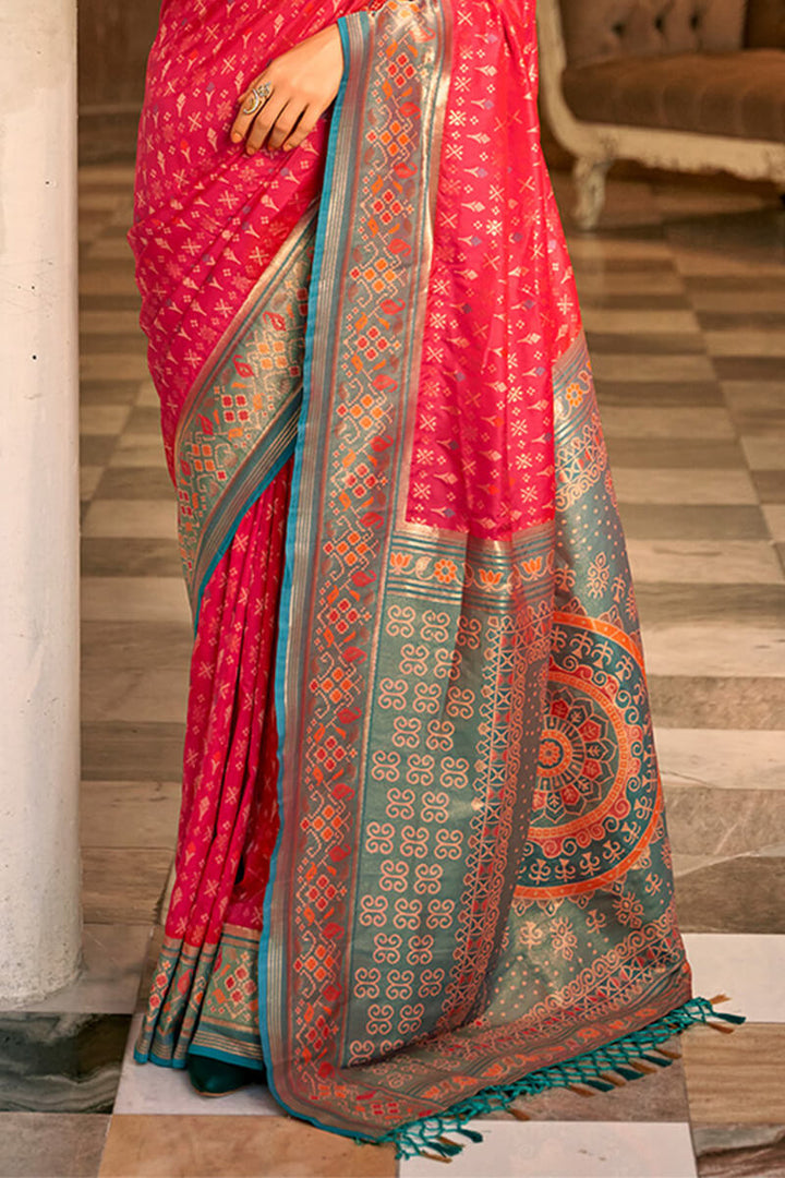 Light Red Zari Woven Soft Banarasi Silk Saree