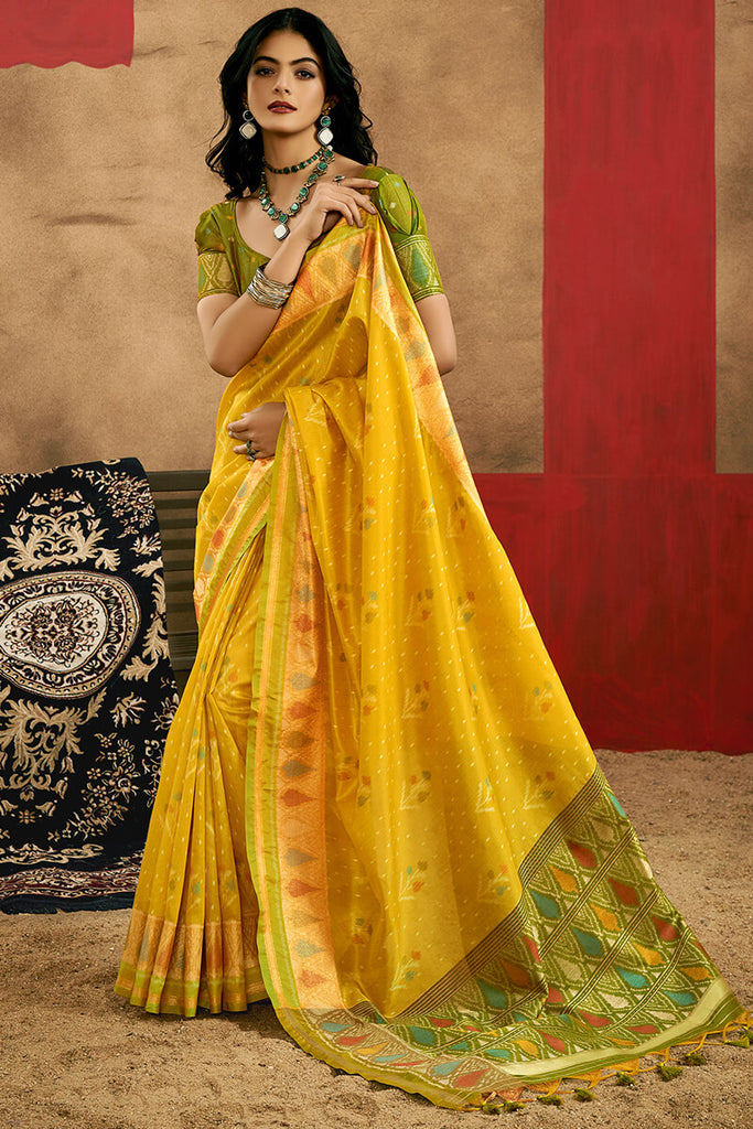 Lightning Yellow Patola Silk Saree