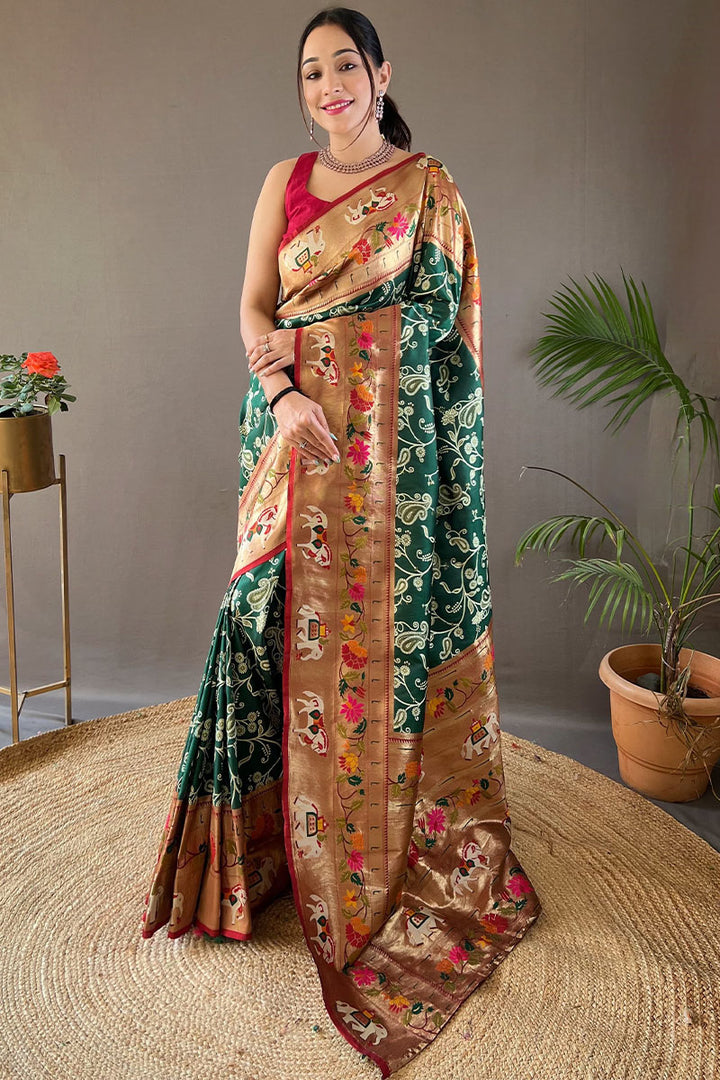 Lunar Green Paithani Silk Saree