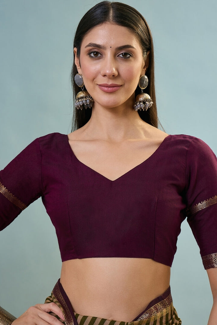 Lunar Green Printed Cotton Saree with Zari Woven Border