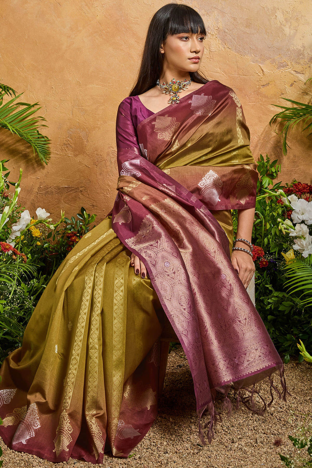 Luxor Gold Banarasi Paper Silk Saree