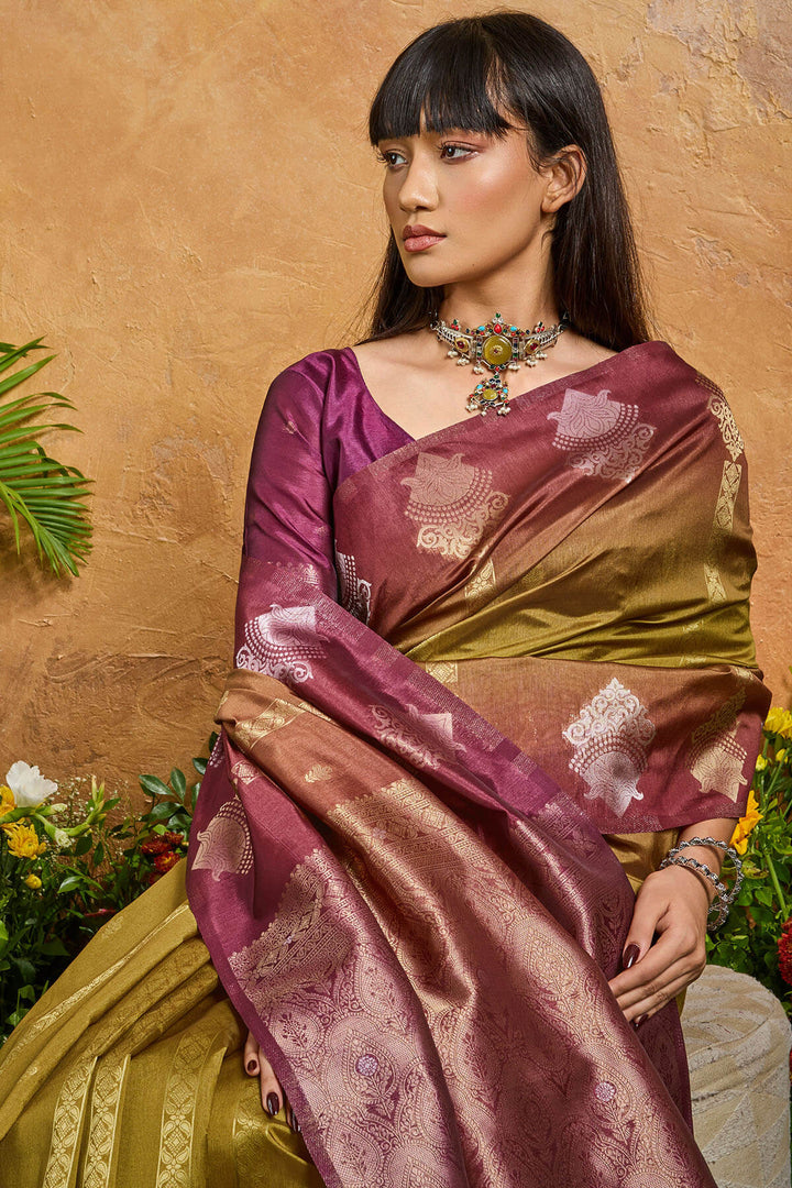 Luxor Gold Banarasi Paper Silk Saree