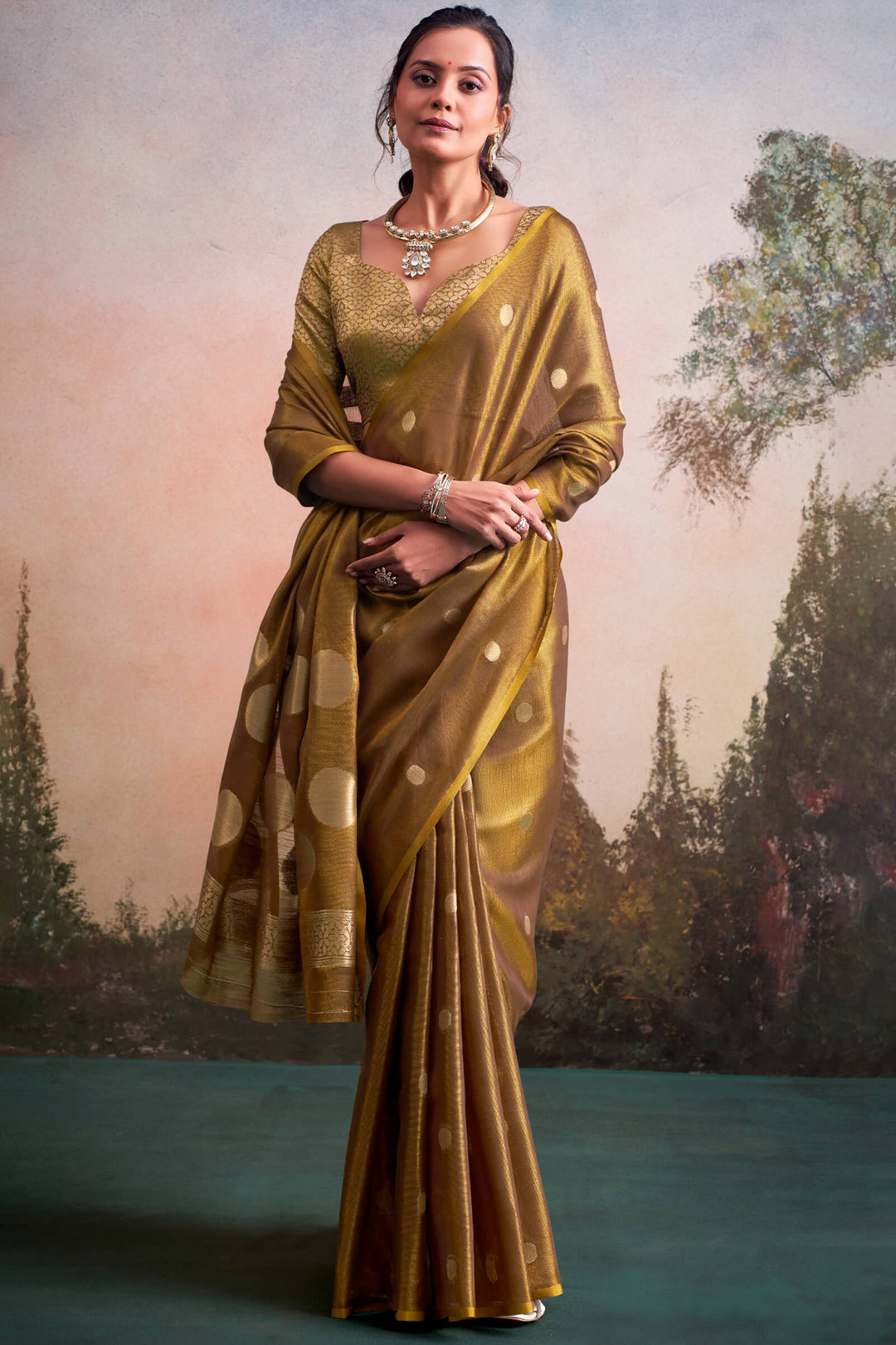 Luxor Gold Banarasi Tissue Silk Saree