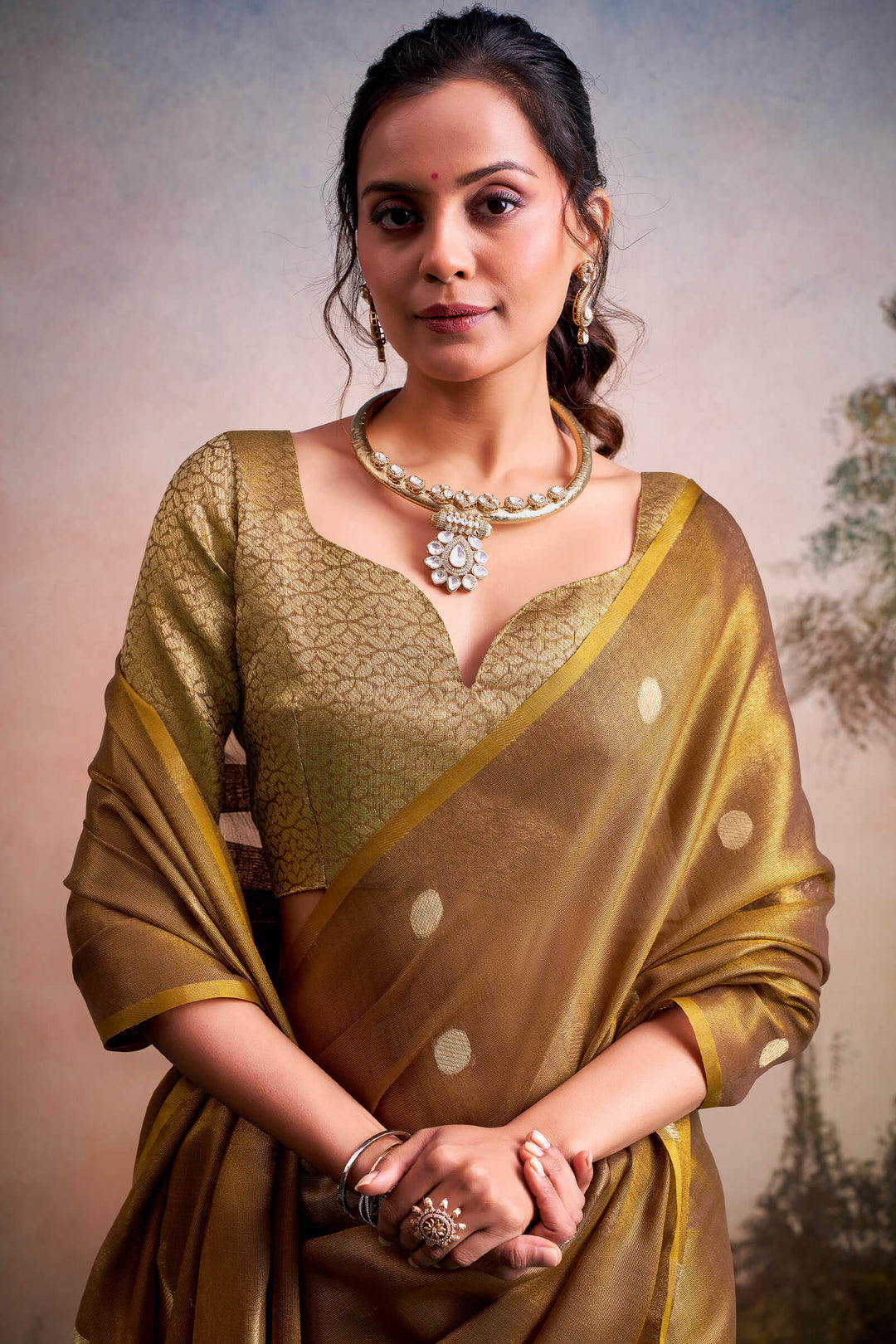 Luxor Gold Banarasi Tissue Silk Saree