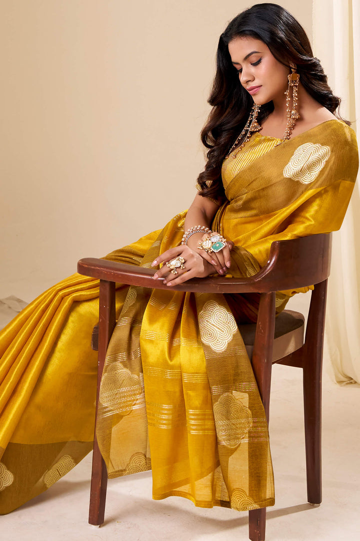 Luxury Gold Banarasi Tissue Silk Saree