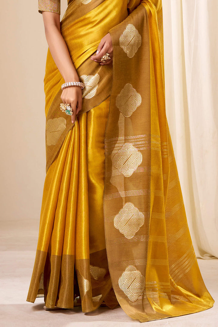 Luxury Gold Banarasi Tissue Silk Saree