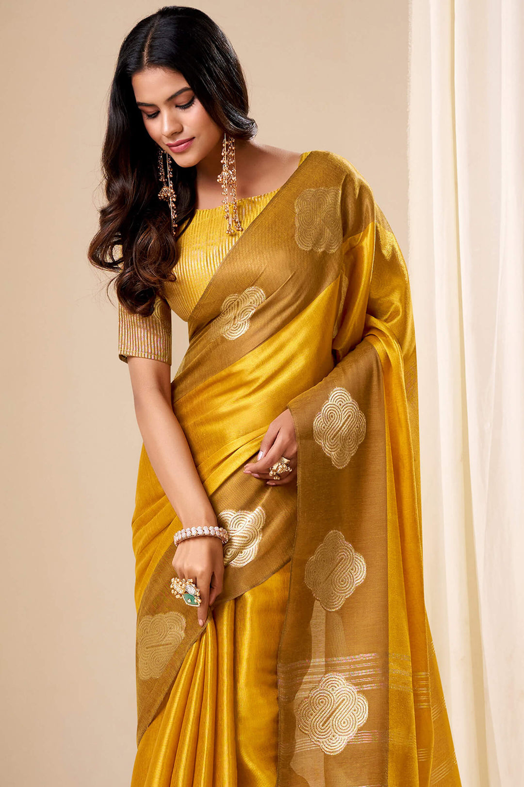 Luxury Gold Banarasi Tissue Silk Saree