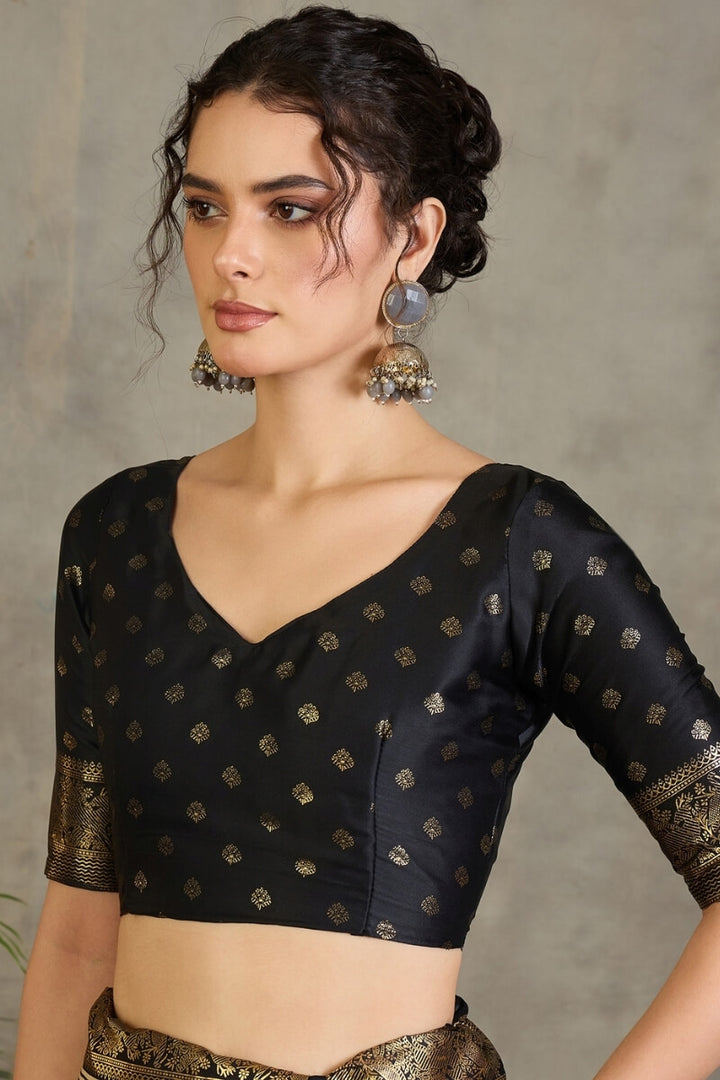 Maize Beige Printed Satin Silk Saree with Zari woven Border and Pallu