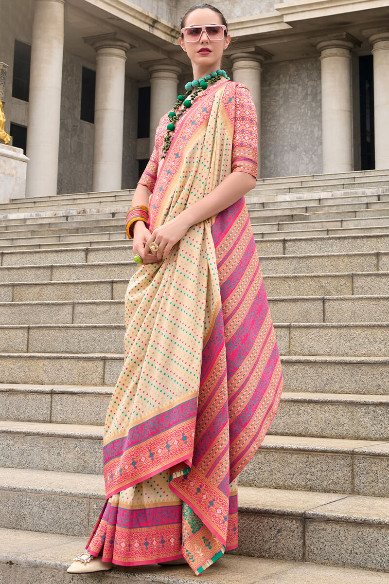 Maize Beige Soft Silk Saree