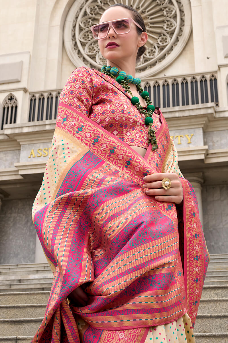 Maize Beige Soft Silk Saree