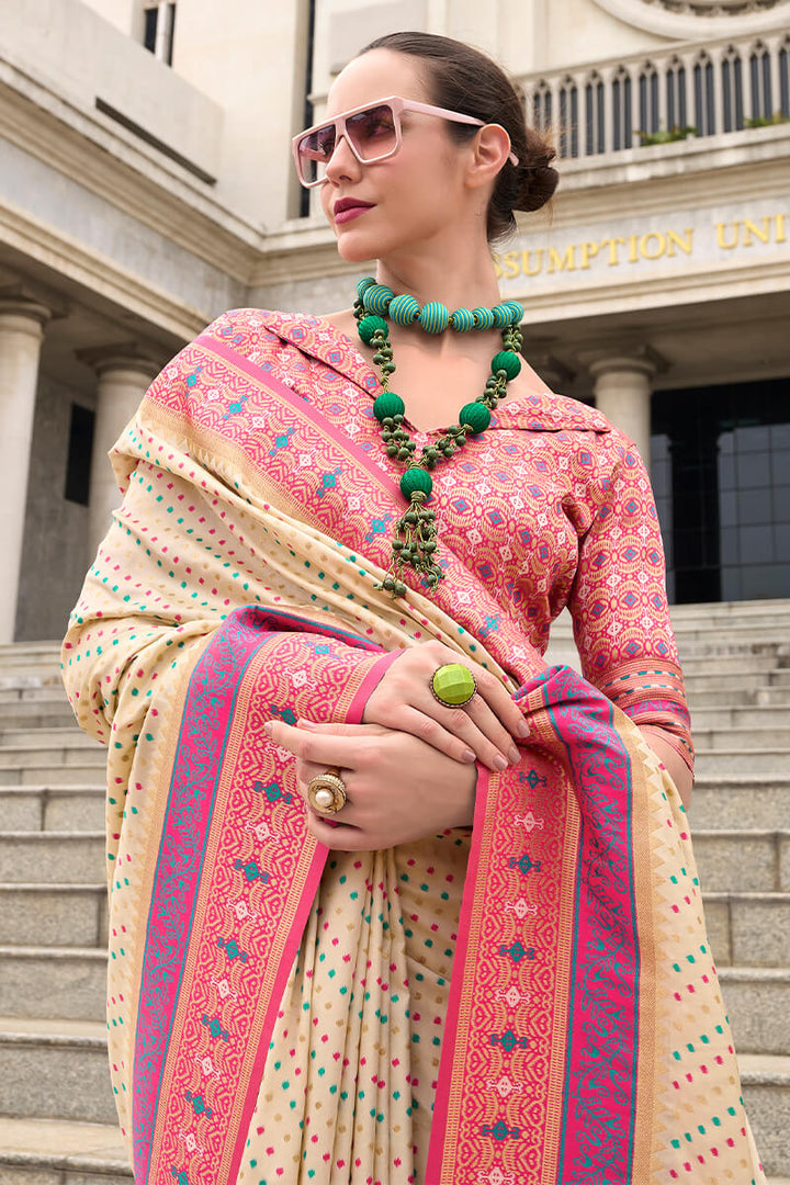 Maize Beige Soft Silk Saree